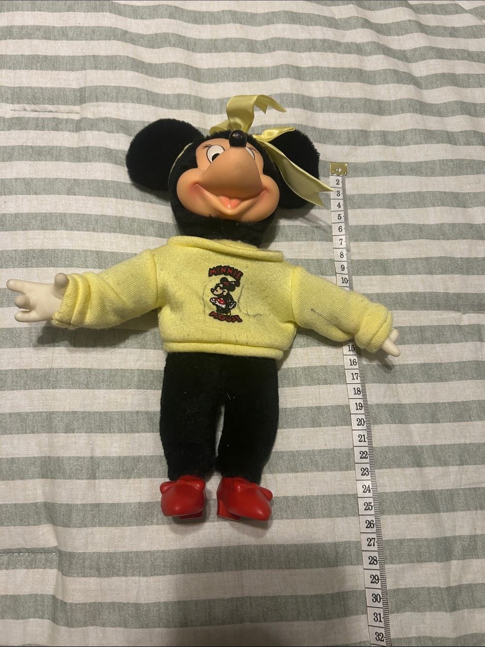 Disney Minnie Mouse Plush in Yellow Sweatshirt with Red Shoes